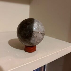 Mixed moonstone & smoky quartz crystal sphere